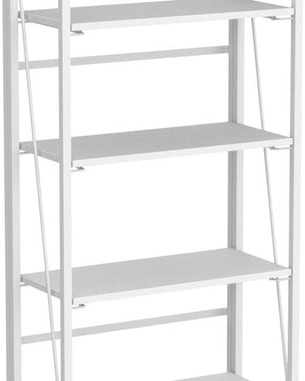 No-Assembly Folding Bookshelf Storage Shelves 4 Tiers Vintage Multifunctional Plant Flower Stand Storage Rack Shelves Bookcase for Home Office (All White) - LeafyLoom