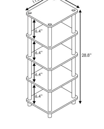 FURINNO Turn-N-Tube 4-Bins System Rack, Columbia Walnut/Black/Dark Brown - LeafyLoom