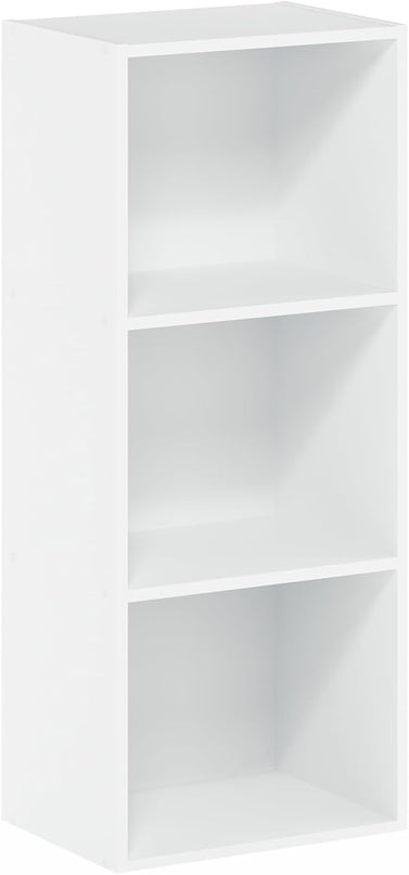 Furinno Luder Bookcase / Book / Storage , 3-Tier, White - LeafyLoom
