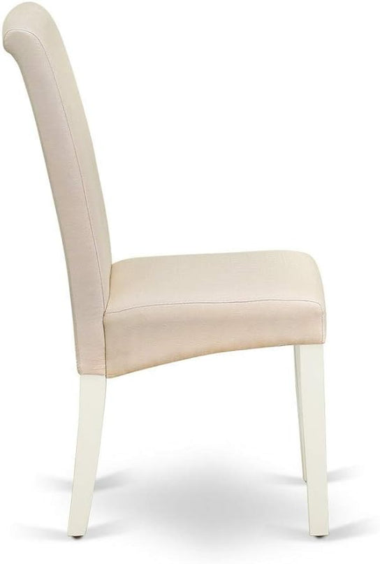 East West Furniture NDBA5-LWH-01 Norden 5 Piece Kitchen Set for 4 Includes a Rectangle Table with Dropleaf and 4 Cream Fabric Parson Dining Chairs, 30x48 Inch, Linen White - LeafyLoom