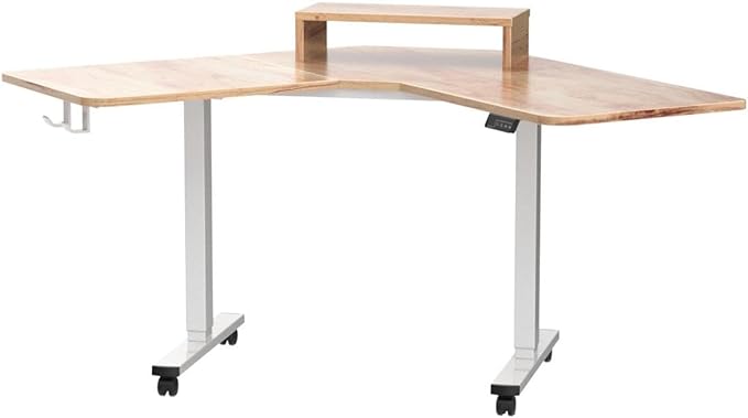 FEZIBO Corner Standing Desk, 48 Inches L Shaped Standing Desk, Electric Stand Up Corner Desk, Home Office Sit Stand Desk with Rustic Top and Black Frame - LeafyLoom