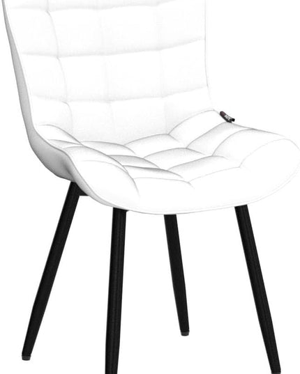 YOUTASTE White Dining Chairs Set of 2 PU Leather Upholstered Modern Armless Dining Room Chair with Back Metal Legs Kitchen Dinner Accent Guest Chairs for Vanity Reception Waiting Room - LeafyLoom