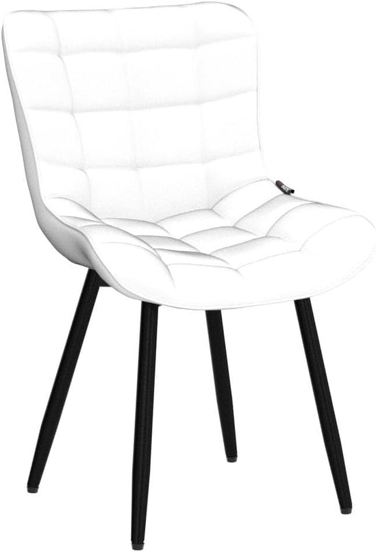 YOUTASTE White Dining Chairs Set of 2 PU Leather Upholstered Modern Armless Dining Room Chair with Back Metal Legs Kitchen Dinner Accent Guest Chairs for Vanity Reception Waiting Room - LeafyLoom