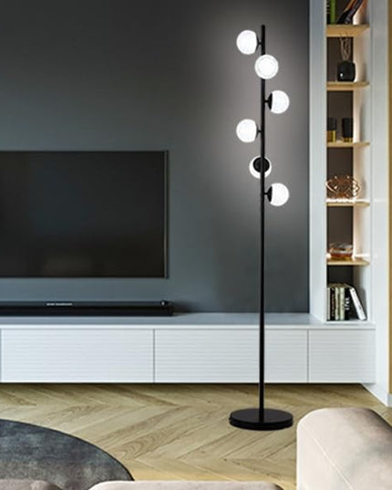 ADISUN Globe Crystal Modern Floor Lamp for Bedroom, 6-Heads Dimmable Standing Lamp for Living Room, Dining Room, Bedroom, Corner, Tall Lamp for Office, Study Room with Remote Control - LeafyLoom