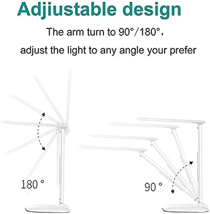 LaiduoleLED Desk Lamp with 3 Lighting Modes, 3 Brightness Level, Dimmable Foldable Eye-Caring 7W Desk Lamp with Touch Control for Studying Working Reading (White) - LeafyLoom