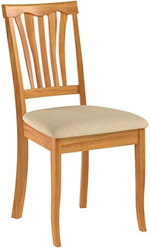 East West Furniture AVC-OAK-C Avon Kitchen Dining Chairs - Linen Fabric Upholstered Solid Wood Chairs, Set of 2, Oak - LeafyLoom