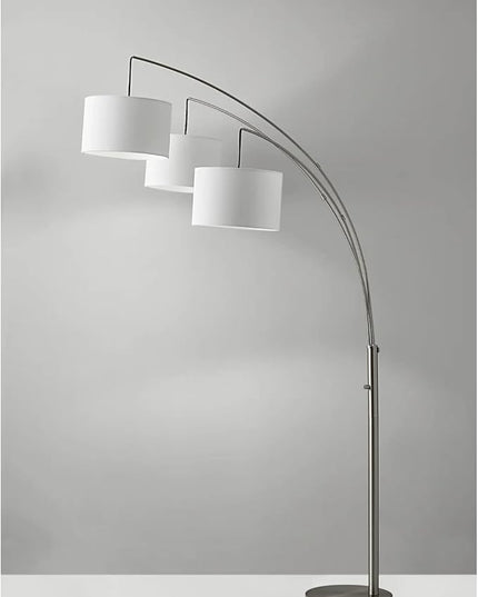 Adesso 4238-22 Trinity Arc Lamp, 74 in., 3 x 100W Incandescent/26W CFL, Brushed Steel Finish, 1 Floor Lamp - LeafyLoom