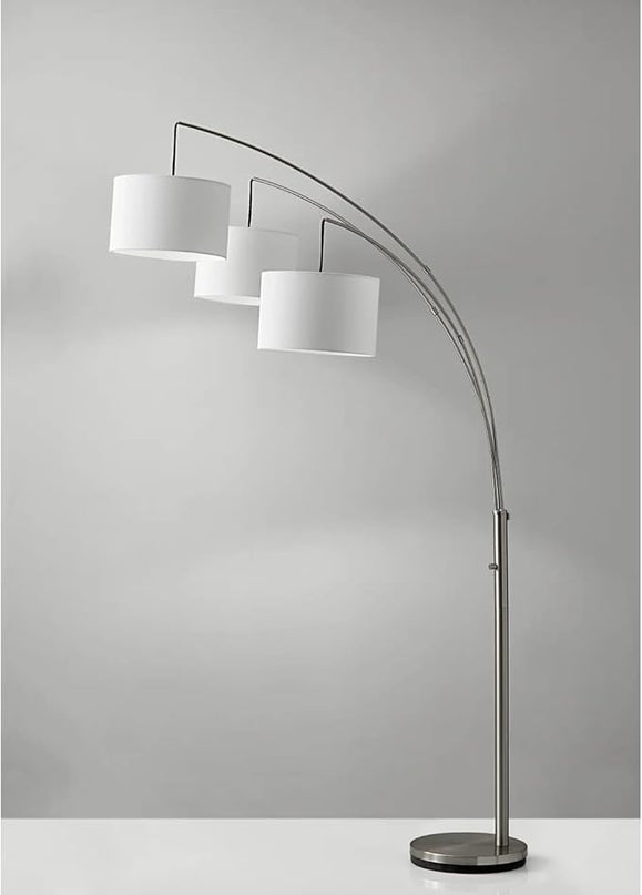 Adesso 4238-22 Trinity Arc Lamp, 74 in., 3 x 100W Incandescent/26W CFL, Brushed Steel Finish, 1 Floor Lamp - LeafyLoom