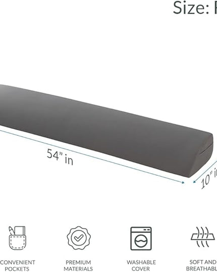 Hearth & Harbor Bed Wedge Pillow for Headboard, Bed Gap Filler Full Size with Side Pockets, Headboard Wedge Pillow for Sleeping, Triangle Mattress Gap Filler 54”x10” Pillow Wedge for Headboard Gap - LeafyLoom