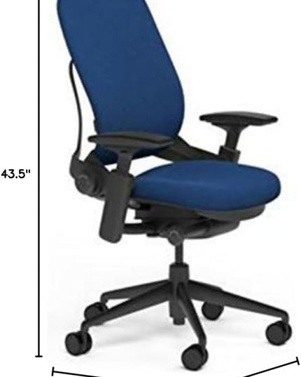 Steelcase Leap Office Chair - Seven Points of Adjustability - Ergonomic Back Support Chair - Lumbar Support - 4D Adjustable Arms - Black Frame - Buzz2 Blue Fabric - LeafyLoom