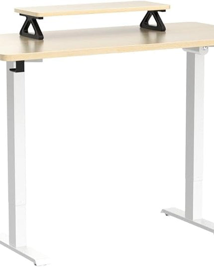 Memory Electric Height Adjustable Desk, Sit Stand Up Computer Workstation, 48 x 24 Inch Monitor Stand Study Table for Home Office, Maple - LeafyLoom
