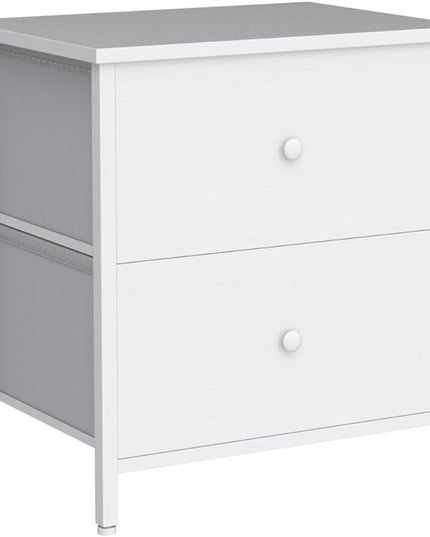 BOLUO White Nightstands Set of 2, 2 Drawer Dresser for Bedroom Night Stand Small Dresser End Table with Drawers Modern - LeafyLoom