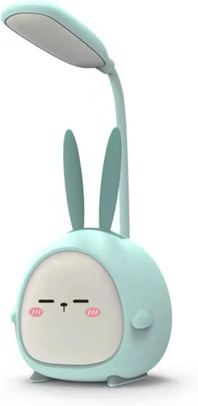 Mini Bunny Night Light, Portable LED Table Light, Cute Rabbit Foldable USB Rechargeable Reading Light Bedroom Children's Bedside Study (Blue Rabbit) - LeafyLoom