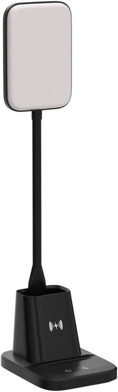 Sailstar Desk Lamp, LED Desk Lamps for Home Office, Wireless Charger Small Desk Lamp with Pen Holder, 3 Color Modes, Dimmable, CRI 85, 800 LM, Study Lamp for College Dorm Room, Adapter Included, Black - LeafyLoom