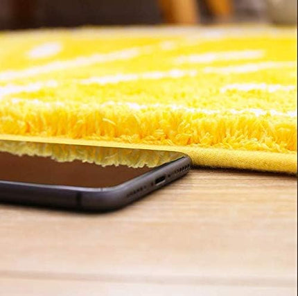 Playtime Cozy Lemon Cute Fruits Half Round Shaped Bedroom Bathroom Doorway Kitchen Floor Rug Carpet Water Absorption Non-Slip mat for Kid's Room (Yellow, 45 * 65CM) - LeafyLoom
