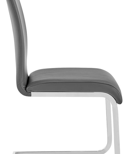 Armen Living Amanda Dining Grey faux leather with Chrome finish Kitchen & Dining Chair - Set of 2, Height - LeafyLoom