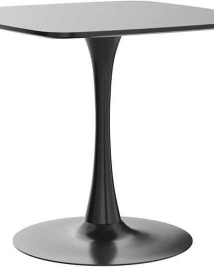 31.5 in Black Square Pedestal Tulip Dining Table, Small Space Mid Century Modern Kitchen Table - LeafyLoom