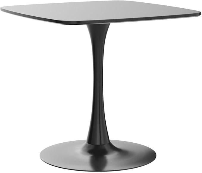 31.5 in Black Square Pedestal Tulip Dining Table, Small Space Mid Century Modern Kitchen Table - LeafyLoom