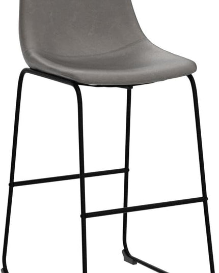 NicBex Retro Bar Stools Crazy-Horse Leather with Metal Legs Barstools, Lounge Kitchen Island Bar Stools, Set of 2, (Grey Color) (A-GE17023-USSU014) - LeafyLoom