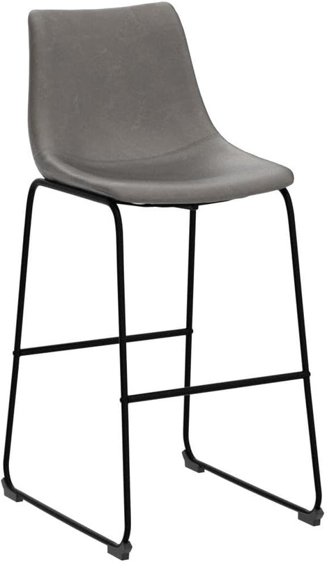 NicBex Retro Bar Stools Crazy-Horse Leather with Metal Legs Barstools, Lounge Kitchen Island Bar Stools, Set of 2, (Grey Color) (A-GE17023-USSU014) - LeafyLoom