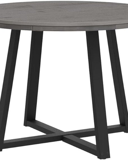 Walker Edison Rustic Solid Wood Distressed Round Kitchen Dining Room Table, 42 Inch, Grey - LeafyLoom