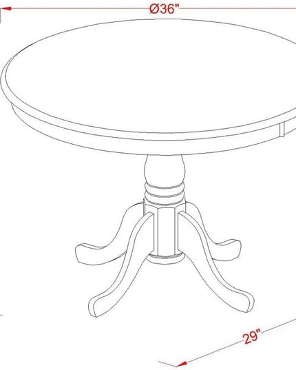 East West Furniture ANGA5-AWA-03 Antique 5 Piece Set for Small Spaces Consist of a Round Dining Room Table with Pedestal and 4 Parson Kitchen Chairs - LeafyLoom