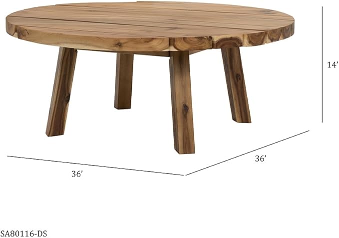 NicBex Coffee Table Wooden Coffee Table with Storage Round Center Tables with Natural Legs Dining Table for Living Room, Dining Room, Office, and Bedroom,35.6" W, Natural Wood+Brown - LeafyLoom