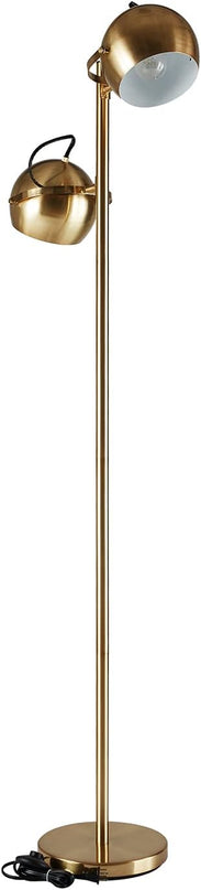 Globe Electric 67515 61" 2-Light Floor, Matte, Adjustable Lamp Heads, in-Line On Off Foot Switch, Miles (Brass) - LeafyLoom