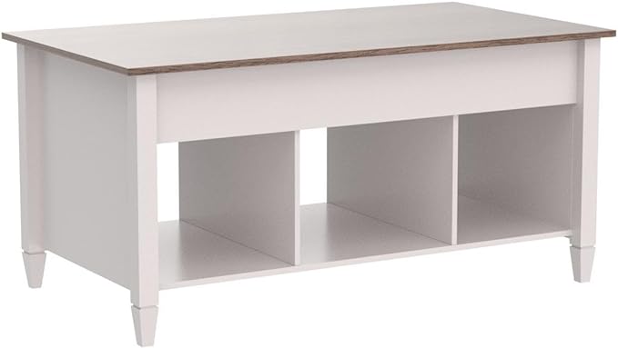 VINGLI Lift Top Coffee Table, White Coffee Table with Lift Top, Lift Up Coffee Table with Storage Shelf/Hidden Compartment, Gas Lift Coffee Table Mesa De Centro Para Sala Pop Up Coffee Table - LeafyLoom