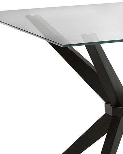 Uptown Club Glass Dining Table with Versatile Rectangular Designs, Tempered Surfaces, and Sturdy Bases for Modern Homes, Seats 4 to 8 People, Elegant Statement Piece, 63" x 36" Espresso - LeafyLoom