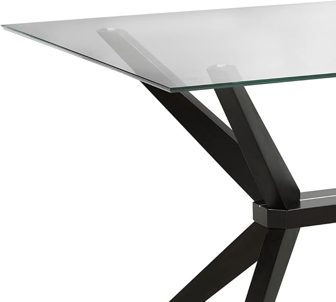 Uptown Club Glass Dining Table with Versatile Rectangular Designs, Tempered Surfaces, and Sturdy Bases for Modern Homes, Seats 4 to 8 People, Elegant Statement Piece, 63" x 36" Espresso - LeafyLoom