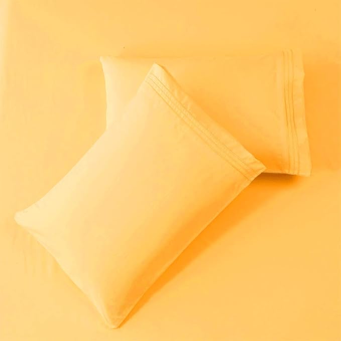 SONORO KATE Bed Sheet Set Super Soft Microfiber 1800 Thread Count Luxury Egyptian Sheets 16-Inch Deep Pocket，Wrinkle -4 Piece (Yellow, King) - LeafyLoom