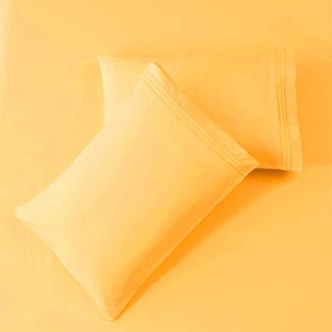 SONORO KATE Bed Sheet Set Super Soft Microfiber 1800 Thread Count Luxury Egyptian Sheets 16-Inch Deep Pocket，Wrinkle-4 Piece (Yellow, Full) - LeafyLoom
