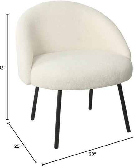 Homepop Home Decor Upholstered Modern Accent Chair Accent Chairs for Living Room & Bedroom Decorative Home Furniture, Sherpa Cream - LeafyLoom