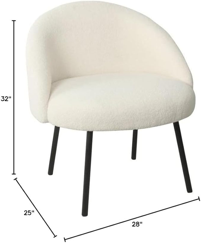 Homepop Home Decor Upholstered Modern Accent Chair Accent Chairs for Living Room & Bedroom Decorative Home Furniture, Sherpa Cream - LeafyLoom