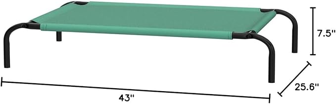 Amazon Basics Cooling Elevated Pet Dog Bed, Medium (43 x 26 x 7.5 Inches), Green AmazonBasics