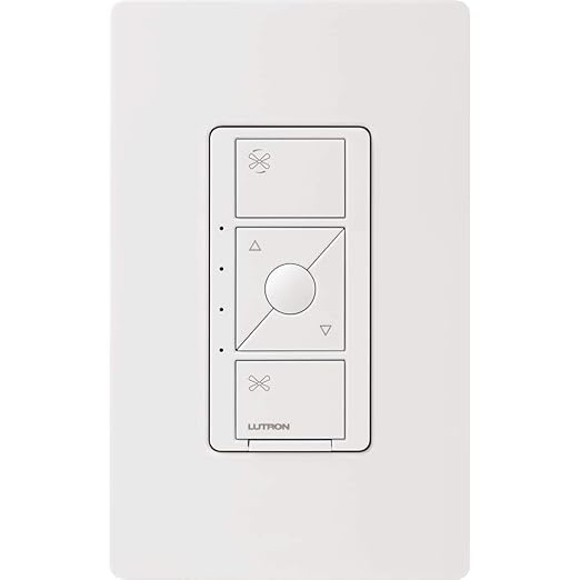 Lutron Caseta Smart Fan Speed Control Switch (Lutron Smart Hub Required), Single-Pole, PD-FSQN-WH, White Lutron
