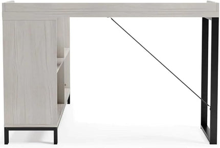 Signature Design by Ashley Bayflynn Modern L-Desk, White & Black - LeafyLoom
