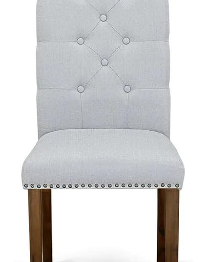 East West Furniture HBEL3-AWA-05 Hartland 3 Piece Set for Small Spaces Contains a Round Dining Room Table with Pedestal and 2 Grey Linen Fabric Parson Chairs, 42x42 Inch - LeafyLoom