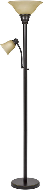 Catalina Lighting 18223-002 Transitional Uplight Floor Lamp with Reading Light, Standing Lamp, Living Room Light, LED Bulb NOT Included,71", Dark Bronze - LeafyLoom