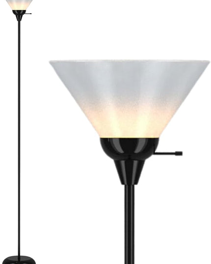 LIGHTACCENTS Black Floor Lamp with Opal White Cone Shade – Standing Lamp, Torch Floor Lamps for Living Room, Floor Lamp for Bedroom, Corner Floor Lamp Modern Floor Lamp Corner Lamp (Black Finish) - LeafyLoom