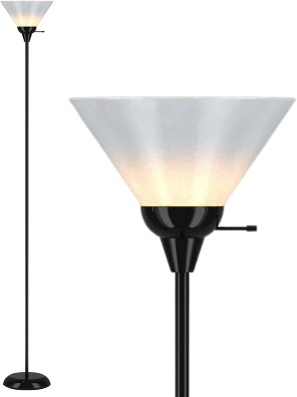 LIGHTACCENTS Black Floor Lamp with Opal White Cone Shade – Standing Lamp, Torch Floor Lamps for Living Room, Floor Lamp for Bedroom, Corner Floor Lamp Modern Floor Lamp Corner Lamp (Black Finish) - LeafyLoom