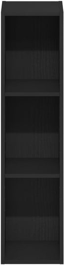 Furinno Fulda 3-Tier Space Saving Storage Shelf Bookcase, 8-Inch Width, Blackwood - LeafyLoom