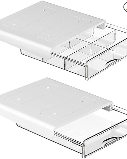 Under Desk Storage Drawer Kit, Clear Under Desk Drawer Mounted Below Table Medium and Small Size 2 Pcs Combo for Home Bedroom Office Kitchen Organization - LeafyLoom