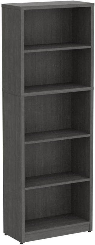 5 Shelf Wood Bookcase Freestanding Display Shelf Adjustable Layers Bookshelf for Home Office Library Small Narrow Space (Grey, 5-Layers,24.4W x 11.6D x 68.9H inch) - LeafyLoom