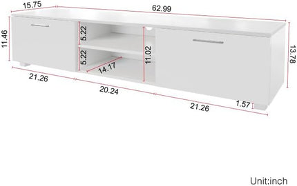 NicBex TV Stand for 70 Inch TV Modern TV Media Console Table with 2 Storage Cabinet and Open Shelves,Entertainment Center with Storage for Living Room,Bedroom,63 Inch,White - LeafyLoom