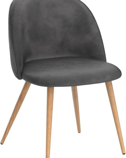 CangLong Modern Set of 2 Dining Chairs Mid Century Modern Accent Velvet Upholstered Leisure Side Chairs with Gold Metal Legs forDining, Living, Kitchen, Bedroom, Guest Room, Light Grey - LeafyLoom