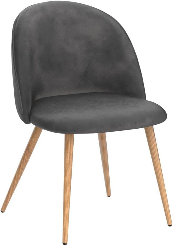 CangLong Modern Set of 2 Dining Chairs Mid Century Modern Accent Velvet Upholstered Leisure Side Chairs with Gold Metal Legs forDining, Living, Kitchen, Bedroom, Guest Room, Light Grey - LeafyLoom