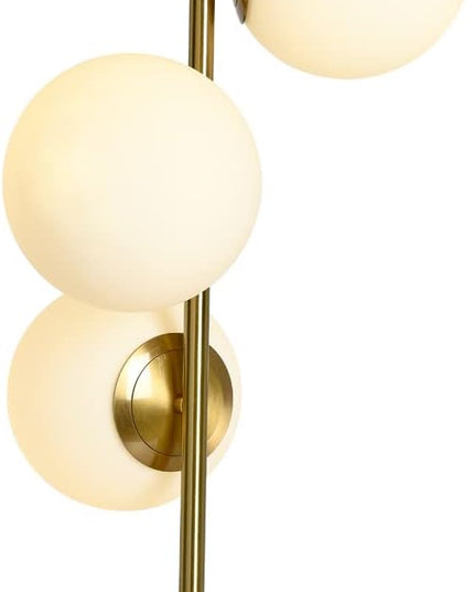 Mid Century Table Lamp, Modern 3 Lamp Gold Desk Lamp Retro with White Frosted Glass Lampshade Adjustable Brightness, Suitable for Desk Lamp Bedrooms, Living Rooms, Study, Library - LeafyLoom