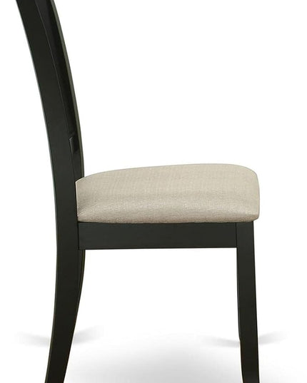 East West Furniture DAC-BLK-C Danbury Kitchen Dining Chairs - Linen Fabric Upholstered Wooden Chairs, Set of 2, Black - LeafyLoom